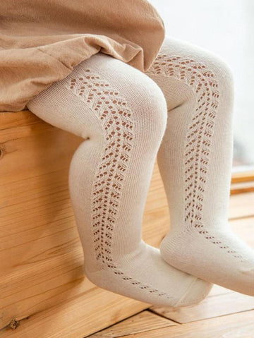 1pc Girls Tight Hollow Mesh Breathable Pantyhose, Snug Fit Baby Leggings