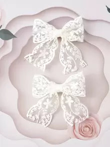 2pcs Toddler Girls Bow Decor Fashionable Alligator Hair Clip For Hair Decoration