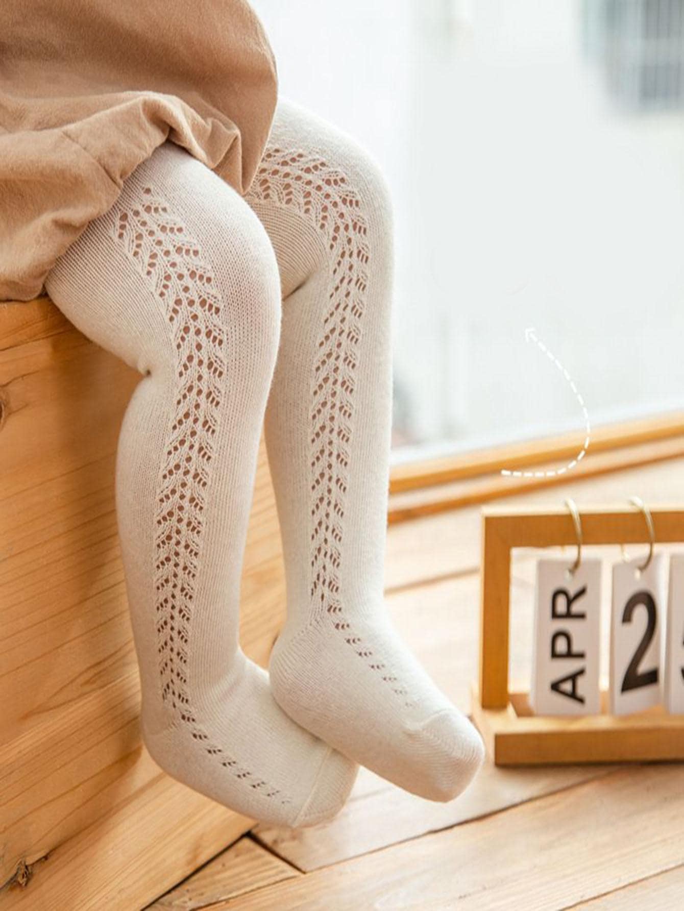 1pc Girls Tight Hollow Mesh Breathable Pantyhose, Snug Fit Baby Leggings