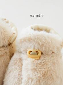 1pair Unisex Babies' Cute Fleece Booties Socks For Warmth In Winter