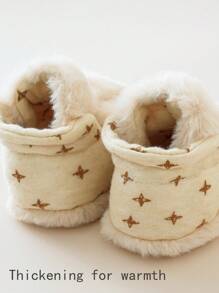1pair Unisex Babies' Cute Fleece Booties Socks For Warmth In Winter