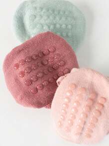 5pairs Baby Girls' Solid Color Cute Anti-Slip Lace Socks.