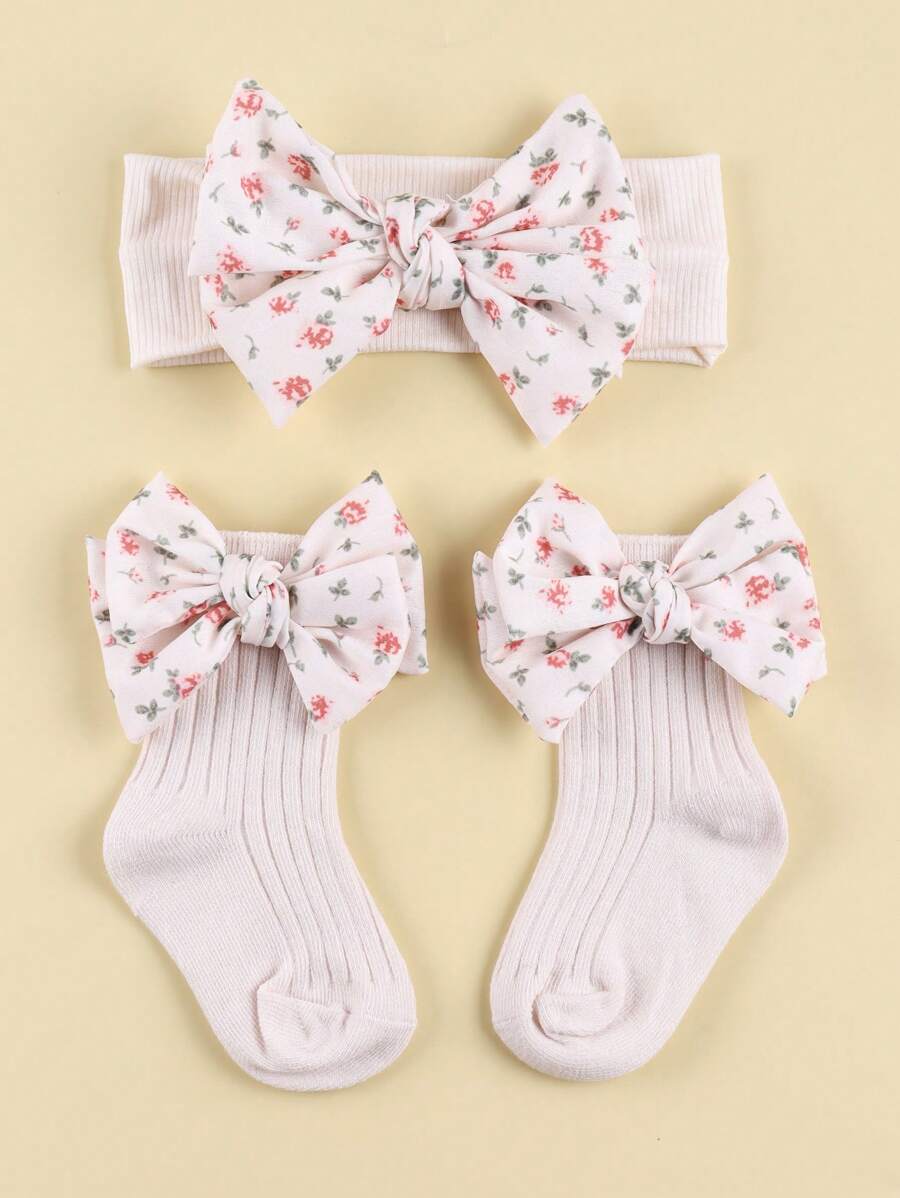 2pcs Baby Hair Accessories + Socks Set Love Valentine