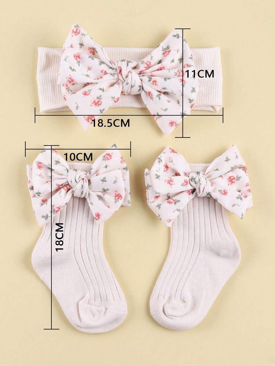 2pcs Baby Hair Accessories + Socks Set Love Valentine