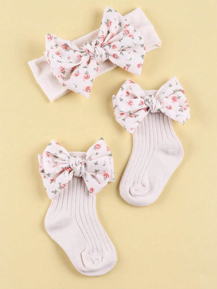 2pcs Baby Hair Accessories + Socks Set Love Valentine