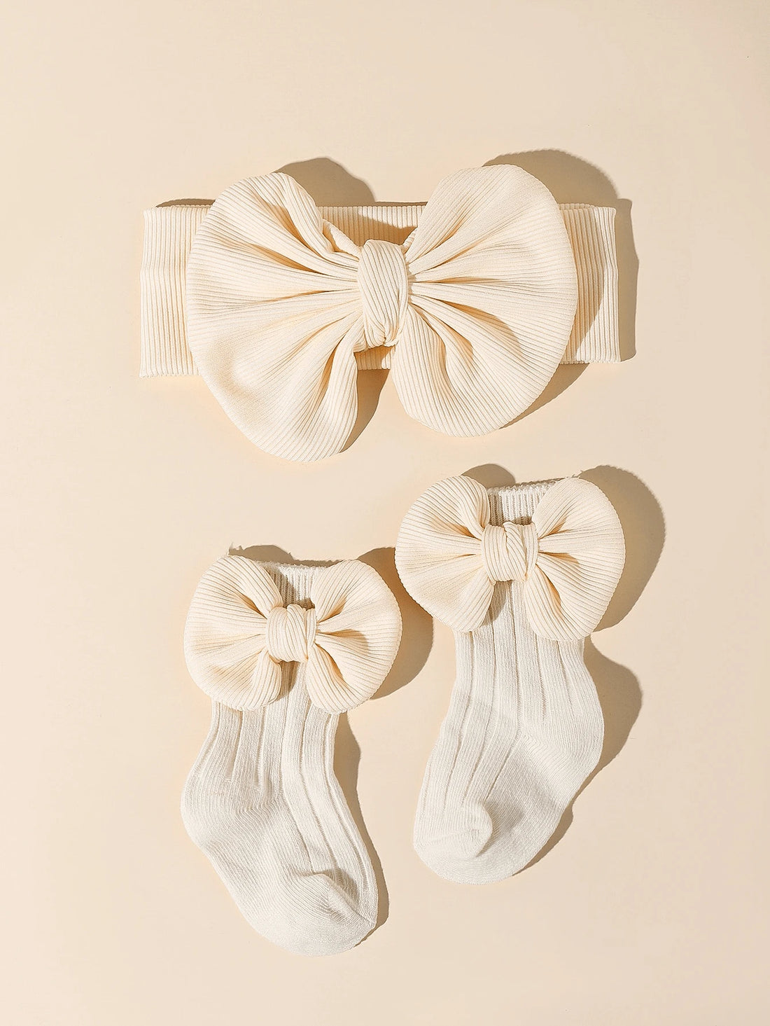 Bow Detail Bow Solid Color Headband + Bow Detail Bow Embellished Socks Love Valentine