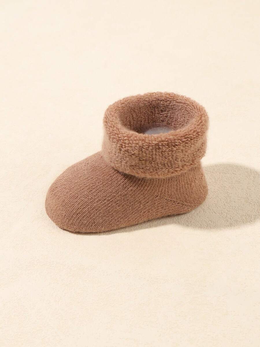 1Pairs Baby Solid Color Thick Warm Flip-Top Socks, Autumn/Winter