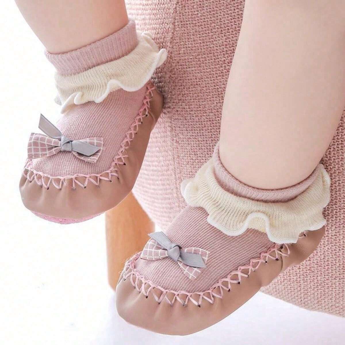 1pair Infant Shoes Socks Baby Anti-slip Floor Socks Soft Bottom Learning Walk Socks