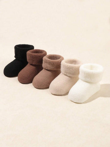 1Pairs Baby Solid Color Thick Warm Flip-Top Socks, Autumn/Winter
