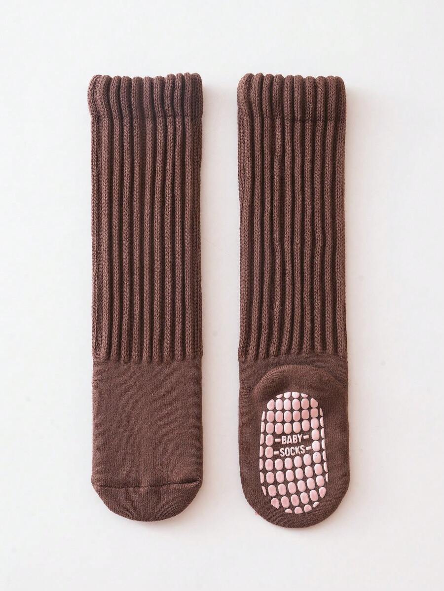 2 Pairs Anti-Slip Dot Grip Baby Toddler Long Socks, Thick Elastic Cuff Ankle Warmers