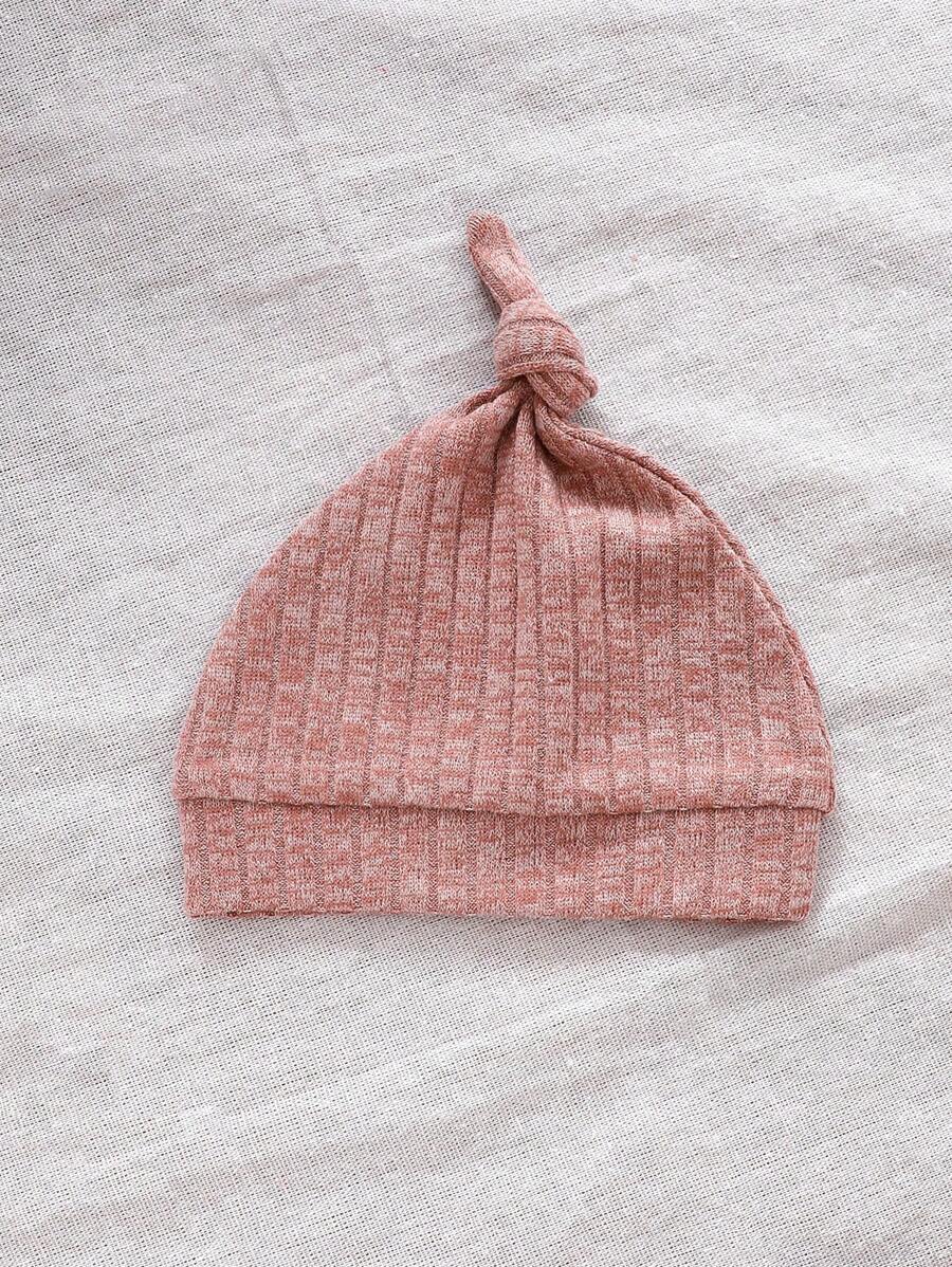 1pcs/Set Newborn Baby Solid Color All-Match Set, Fashionable Casual Style, Includes Top, Pants And Hat