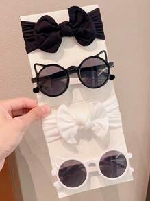 2/4pcs/Set New Girls Cute Bowknot Hairband & Glasses