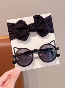 2/4pcs/Set New Girls Cute Bowknot Hairband & Glasses