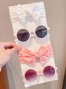 2 Pcs/Set  Baby Girl Bow  Fashion Glasses Eyewear Hair Accessories Set.