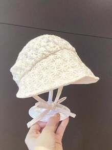1pc Newborn Baby Princess Lace Trimmed Palace Style Bucket Embroidered,Hat