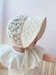 1pc Newborn Baby Princess Lace Trimmed Palace Style Bucket Embroidered,Hat