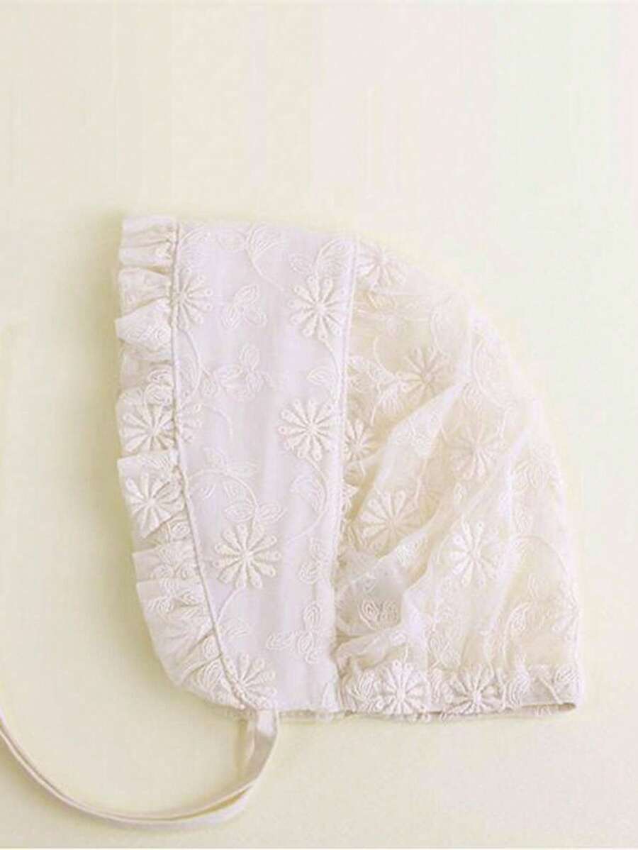 1pc Newborn Baby Girl Lace Palace Style Princess Bucket  Embroidery Hat.